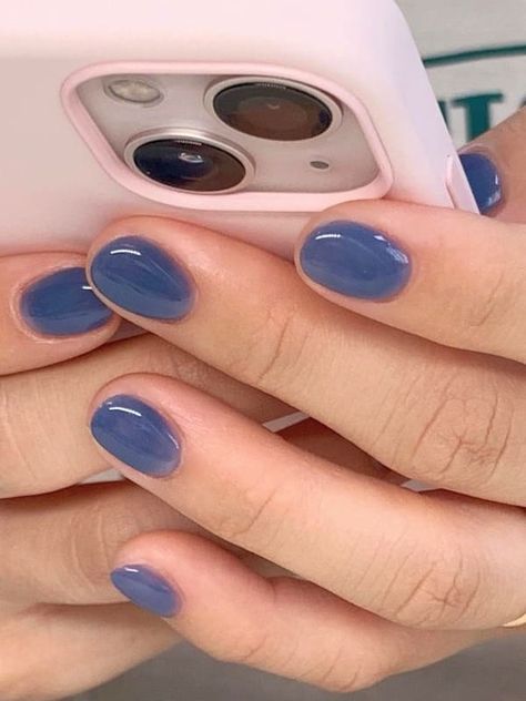 translucent blue short nails What Are Jelly Nails, Short Nails Cute Korean, Purple Jelly Nails Short, Blue Jelly Nails Korean Short, Dip Jelly Nails, Jelly Blue Nails Korean, Jelly Natural Nails, Blue Translucent Nails, Jelly Gel Nails Short