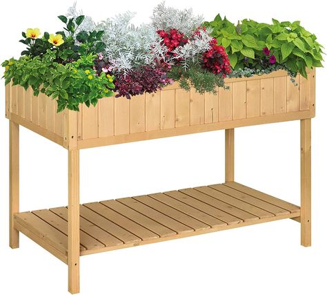 Outdoor Products and Garden Furniture by Outsunny Elevated Planter, Wooden Raised Garden Bed, Wooden Garden Bed, Elevated Planter Box, Raised Planter Beds, Garden Plant Stand, Planter Beds, Outdoor Garden Planters, Garden Planter Boxes