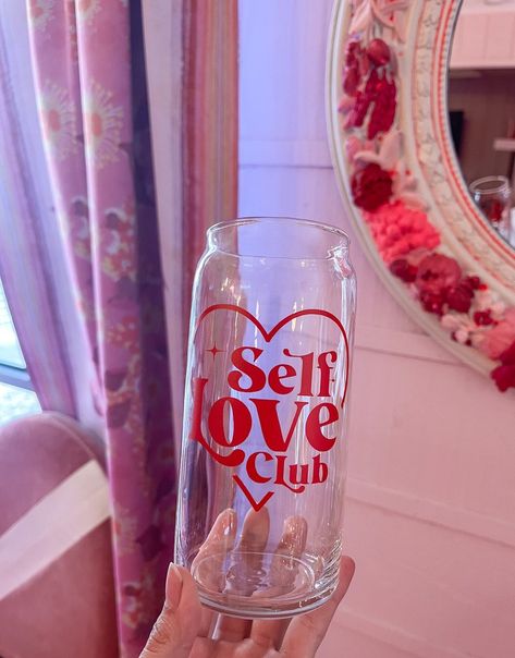 Self Love Club Aesthetic, Love Club Aesthetic, Valentines Vinyl Ideas, Cricut Valentines Projects, Aesthetic Self Care, Cricut Projects Easy, Teacher Valentine Gifts, Self Love Club, Club Aesthetic