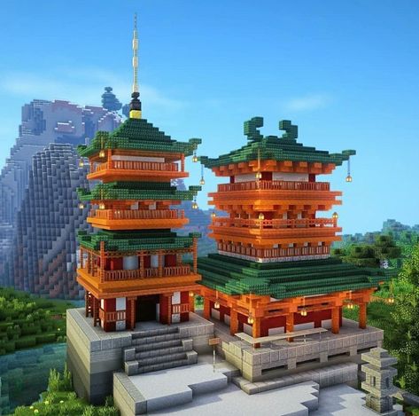 Minecraft Kale, Building In Minecraft, Minecraft Cool, Minecraft Temple, Villa Minecraft, Minecraft Japanese House, Minecraft Japanese, Minecraft Decoration, Minecraft Aesthetic