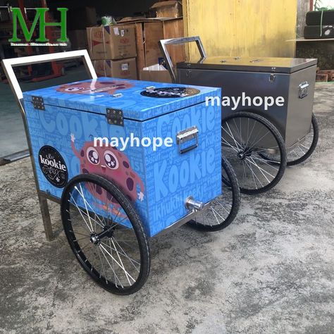 Ice Cream Push Cart, Ice Cream Cart Design, Street Food Kiosk, Ice Cream Trolley, Ice Cream Kiosk, Mobile Cart, Cart Design, Push Cart, Ice Candy