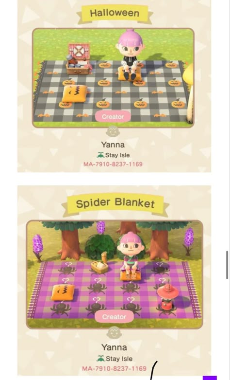 Acnh Halloween Blanket, Acnh Halloween Blanket Code, Acnh Halloween Designs, Spooky Animal Crossing Island, Acnh Spooky Island, Acnh Halloween Island, Acnh Wisteria, Spooky Animal Crossing, Acnh Holiday