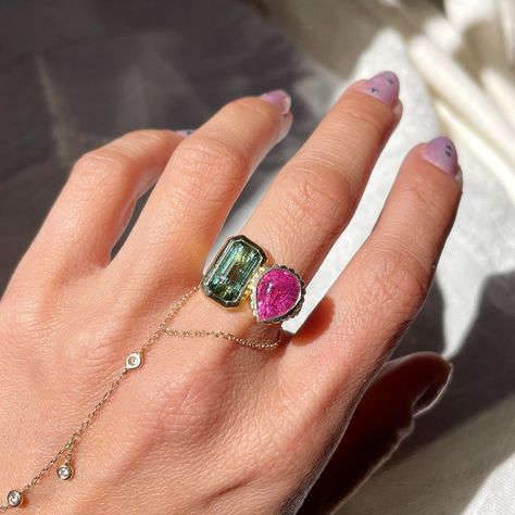 Cute Engagement Rings, Jewelry Lookbook, Influencers Fashion, Put A Ring On It, Ring Fit, Contemporary Jewellery, Recycled Gold, Green Tourmaline, Unique Engagement Rings