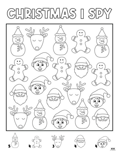 Choose from 8 unique Christmas I Spy printables in either full color or colorable pages to keep your kids entertained for hours. Print from home. FREE! I Spy Winter Free Printable, I Spy Christmas Printables For Kids Free, Christmas I Spy Free Printable, Kids Christmas Activities Printables, I Spy Printables For Kids Free, I Spy Christmas Printable, Free Christmas Printables For Kids, Christmas I Spy, I Spy Christmas