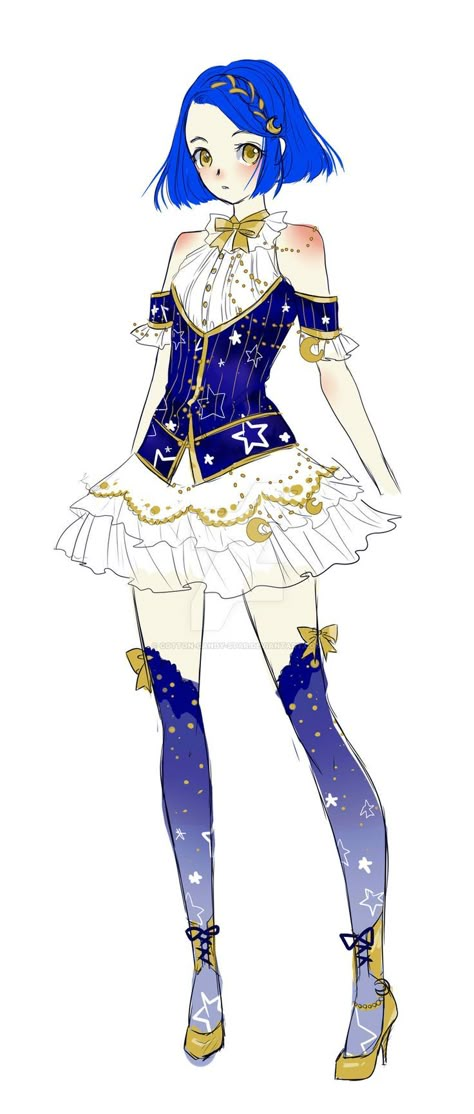 Pop Star Outfit Drawing, Galaxy Fashion Outfits, Pop Idol Outfit Anime, Anime Idol Outfits Design, Idol Clothes Anime, Japanese Idol Outfits Drawing, Fantasy Space Outfit, Idol Outfit Ideas Anime, Star Themed Outfits Drawing