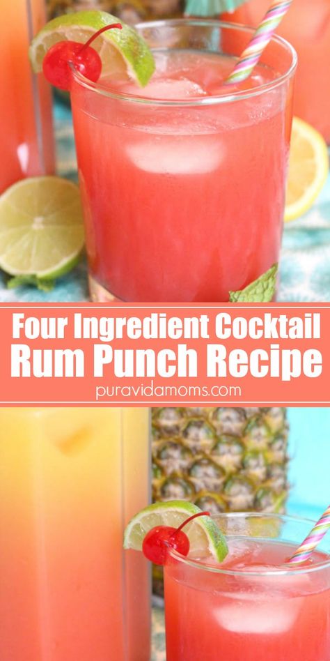 Tropical Rum Punch, Rum Punch Cocktail, Rum Punch Recipe, Fruity Mixed Drinks, Rum Drinks Recipes, Fruity Alcohol Drinks, Alcoholic Punch Recipes, Pitcher Drinks, Rum Punch Recipes