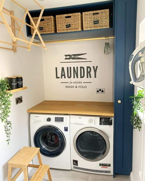 Outdoor Laundry Rooms, Small Utility Room, Stacked Laundry Room, Laundry Room Ideas Small Space, Small Laundry Room Makeover, Tiny Laundry Rooms, Laundry Room Wallpaper, Laundry Room Flooring, Dream Laundry Room