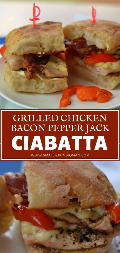 Chicken Breast Sandwich Recipes, Ciabatta Sandwich, Grilled Onion, Chicken Breast Sandwich, Small Town Woman, Chicken Grilled, Bacon Sandwich, Chicken Sandwich Recipes, Buttermilk Fried Chicken