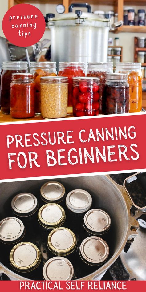 How To Use A Pressure Canner, Easy Pressure Canning Recipes, Pressure Cooker Canning For Beginners, Canning In Pressure Cooker, Pressure Canning Pickles, Canning Pressure Cooker Recipes, Canning Tips For Beginners, Canning Set Up, Pressure Cooker Tomatoes