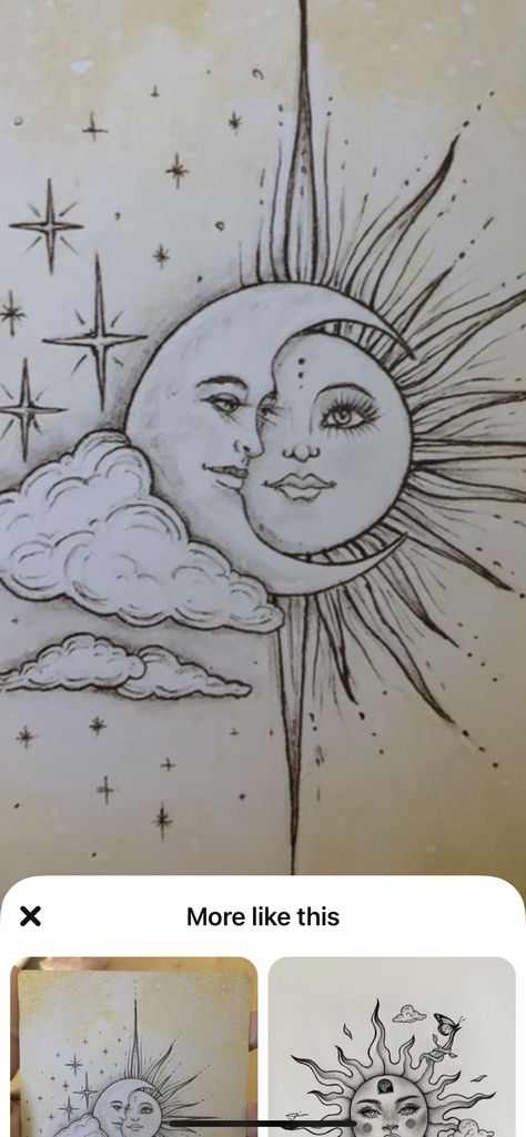 Waves Easy Drawing, Sketches Of The Moon, Sun And Moon Drawing Easy, Sun Moon Sketch, Sun And Moon Sketch, Moon And Sun Drawing, Eclipse Drawing, Surreal Sketch, Moon Sketch