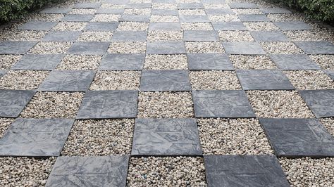 Grass Checkerboard Patio, Checkerboard Patio Floor, Checkered Paver Walkway, Checkerboard Pavers, Checkered Patio, Checkered Garden, Concrete Yard, Grass Pavers, Pavers Diy