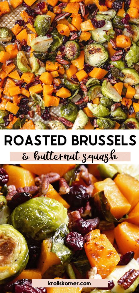 Veggies Roasted, Oven Roasted Butternut Squash, Cranberry Cider, Recetas Salvadorenas, Recetas Puertorriqueñas, Roasted Brussel, Roasted Brussels Sprouts, Butternut Squash Recipes, Sprout Recipes