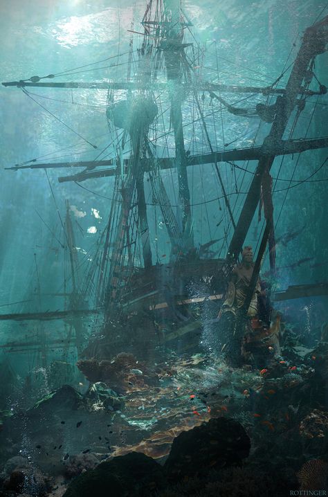 Ship Wreck, Blake Rottinger on ArtStation at https://www.artstation.com/artwork/WYwRN Ship Wreck, Navi A Vela, Bateau Pirate, Abandoned Ships, Ghost Ship, Mermaid Aesthetic, 다크 판타지, Hozier, Fantasy Aesthetic