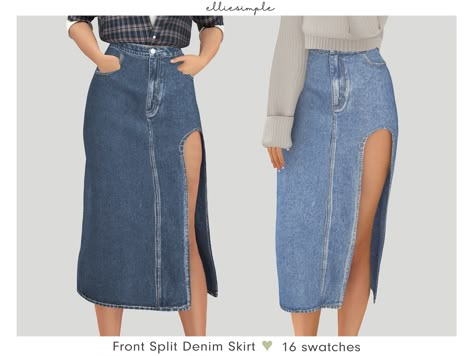 Jean Skirt Sims 4 Cc, Sims 4 Maxi Skirt Cc, Sims 4 Jean Skirt, Sims 4 Cc Women Clothes Patron, The Sims 4 Cc Skirts, Sims 4 Denim Skirt, Ts4 Cc Skirt, Sims 4 Cc Denim, Cc Sims 4 Top