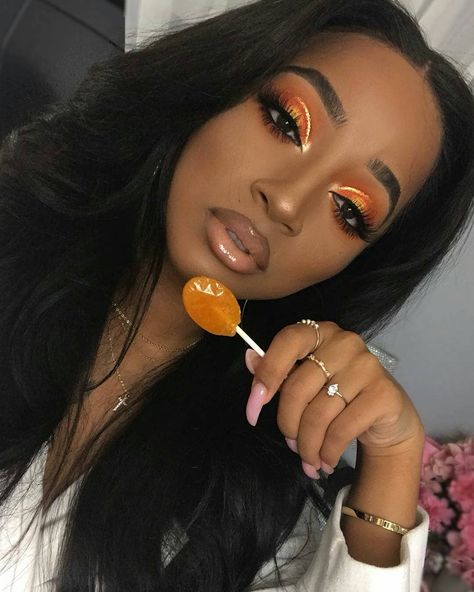 She Slays every Beat 😍✅| Which is your fave Ladies 1, 2, 3, 4, 5, 6, 7 or 8? Follow @lavee_beauty 📷: @ms_bentivegas Orange Makeup Looks, Orange Eye Makeup, Makeup Cantik, Orange Eyeshadow, Orange Makeup, Beauty Make-up, Dark Skin Makeup, Looks Black, Makeup For Black Women