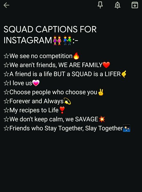 Squad Quotes Friendship, Squad Captions For Instagram, Inspiration Captions, Squad Quote, Short Best Friend Quotes, Sassy Instagram Captions, Friends Captions, Caption Ig, Caption For Girls