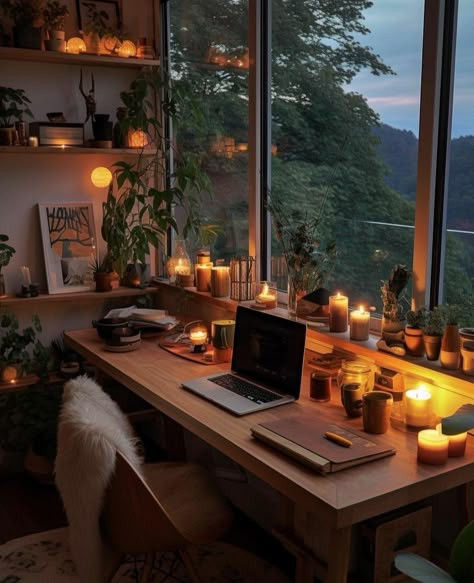 Work Desks, 20 Aesthetic, Cozy Desk, Cozy Office, Cozy Home Office, Workspace Inspiration, Home Office Setup, Home Office Space, Dream House Interior