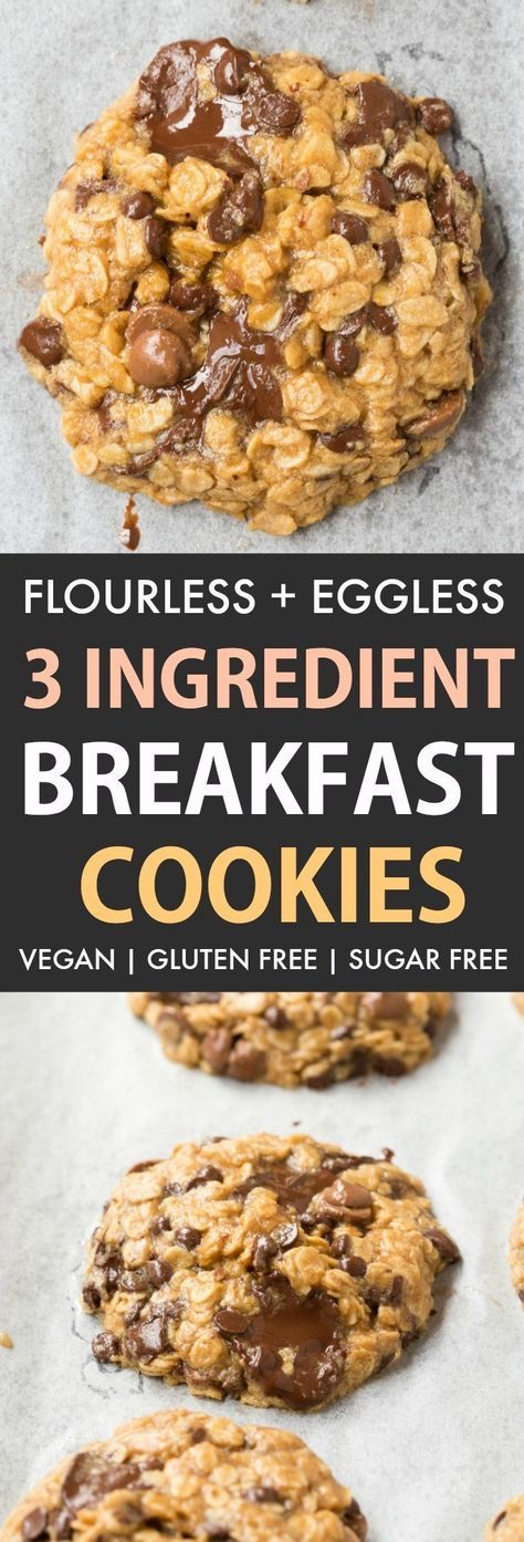 2 Ingredient Breakfast Cookies, Breakfast Cookies Chocolate Chip, 4 Ingredient Breakfast Cookies, Low Ingredient Breakfast, Oatmeal Chocolate Chip Breakfast Cookies, Oatmeal Cookies Easy 2 Ingredients, Breakfast Cookies Without Banana, Breakfast Cookies No Banana, Breakfast Without Eggs Ideas