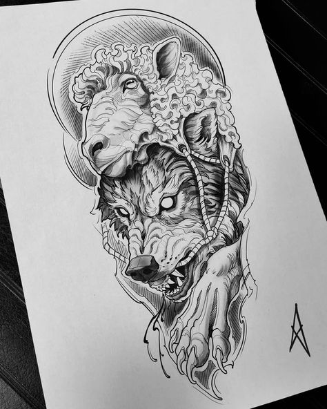 Amenic_tattoo on Instagram: “Wolf in the sheep's clothing @flash_addicted #flashaddicted #bwmentality #blackandwhite #blackandgrey @artof_black #artof_black…” Wolf In Sheep’s Clothing Tattoo, Wolf In Sheeps Clothing Art, Wolf In Sheeps Clothing Tattoo, Wolf In Sheeps Clothing, Black Sheep Tattoo, Czech Tattoo, Sheep Tattoo, Sheep Clothing, Wolf Tattoos