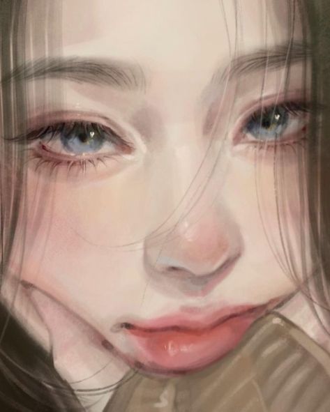 Digital Semi Realism, Semi Realism Art Digital, Semi Realism Digital Art, Semi Realism Art, 심플한 그림, Semi Realism, Semi Realistic, Drawing Tutorial Face, Digital Portrait Art