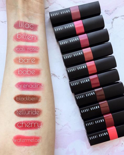 Bobbi Brown Crushed Lip Color | #Follow @TiandrasBlog on Pinterest and Instagram for Lifestyle Inspiration. Brown Lipstick Swatches, Bobbi Brown Lipstick Swatches, Bobbi Brown Crushed Lip Color, Lipstick Design, Bobbi Brown Lipstick, Makeup You Need, Blush Eyeshadow, Glitter Lipstick, Lipstick Designs