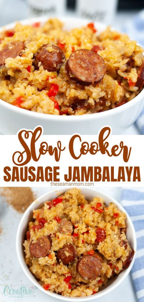 Slow cooker jambalaya with sausage - Easy Peasy Creative Ideas Slow Cooker Jambalaya Recipe, Recipe With Sausage, Slow Cooker Jambalaya, Jambalaya, Easy Slow Cooker, Dinner Table, Work Out, Hard Work, Slow Cooker