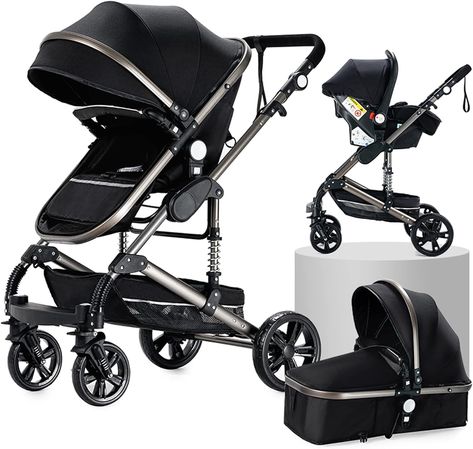 3 in 1 Baby Travel System Pushchair Baby Stroller 3 in 1 Portable Travel Baby Carriage Folding Baby Prams Aluminium Frame High Landscape Car for Newborn Babyboomer Poussette Folding Stroller, Baby Trolley, Newborn Stroller, Travel Systems For Baby, Baby Buggy, Baby Stroller Accessories, Baby Wishlist, Baby Prams, Cute Bedroom Ideas