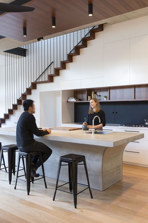 Sheppard Wilson House | Sam Crawford Architects Stairs Behind Kitchen, Staircase Near Kitchen, Stairs Next To Kitchen, Stairs By Kitchen, Stairs In The Kitchen, Kitchen Under Staircase, Kitchen Near Stairs, Staircase In Kitchen, Kitchen With Stairs