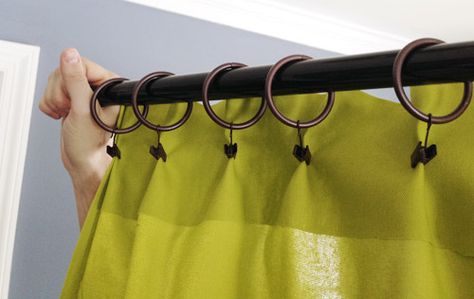 Great way to use curtain rings! @Sherry @ Young House Love Pleated Panels & Burger Photobombs | Young House Love Sewing Curtains, Diy Curtain, Curtains Ideas, No Sew Curtains, Young House, Young House Love, Curtain Clips, Diy Window, Pleated Curtains