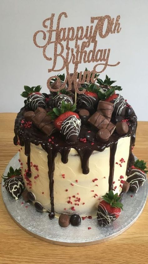 70th Birthday Cake For Women, 70 Birthday Cake, 70th Birthday Cake For Men, Chocolate Drip Cake Birthday, Birthday Drip Cake, Fondant Cakes Birthday, Birthday Cake For Mom, 40th Cake, 70th Birthday Cake