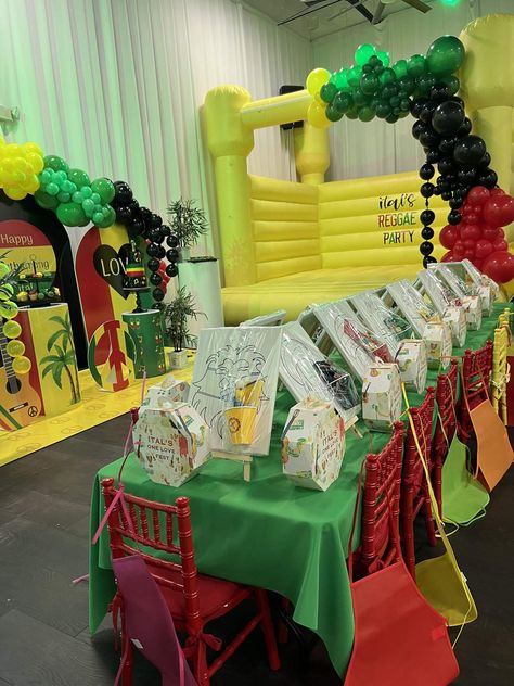 One Love Birthday Party, One Love First Birthday Party Theme, One Love First Birthday Party, One Love Birthday Theme, One Love Party, Bob Marley Birthday, White Bounce House, Baby First Birthday Themes, Bday Party Kids