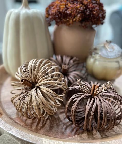 Twine Pumpkins, Wire Pumpkin, Farmhouse Pumpkins, Fall Displays, Rustic Thanksgiving, Fall Pumpkin Decor, Neutral Fall Decor, Rustic Pumpkin, Wood Pumpkins