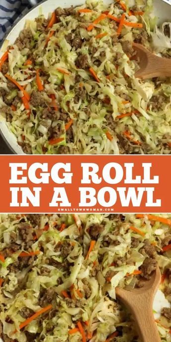 Out of quick and easy dinner ideas? This Egg Roll in a Bowl combines all the flavors of egg rolls without the egg roll wrapper! This high-protein dish is paleo and keto diet-friendly. What an easy dinner recipe for the family! Eggroll Stir Fry, Eggroll Stuffing Ideas, Egg Roll In A Bowl Freezer Meal, Egg Roll On A Bowl, Egg Roll In A Bowl Keto, Keto Egg Roll In A Bowl, Unstuffed Egg Rolls, Eggroll In A Bowl Recipe, Egg Roll Stir Fry