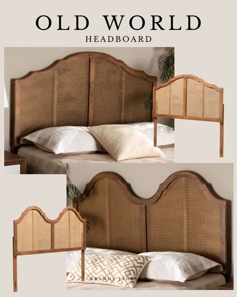 Vintage Style Headboard, Diy Bedroom Headboard Ideas, Curved Wooden Headboard, Diy Vintage Headboard Ideas, Picture Frame Headboard Ideas, Cane Headboard Bedroom, Vintage Headboard Ideas, Wooden Headboards For Beds, Wicker Headboard Bedroom