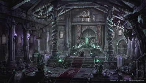 Undead throne room Throne Design, Throne Room Battle Map, Throne Room Fantasy Art, Fantasy Throne Room Art, Dark Throne Room, Gothic Throne Room, Dark Castle Throne Room, Dark Throne Room Fantasy Art, Dark Royalty Aesthetic