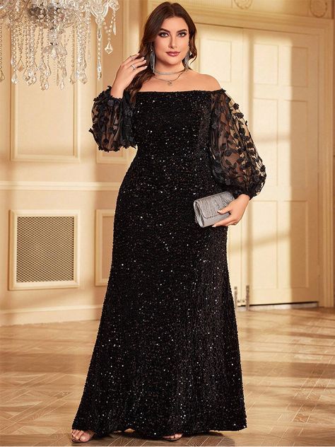 Evening Dress Plus Size, Plus Prom Dresses, Velvet Evening Dress, Evening Gowns With Sleeves, Sequin Evening Gowns, Evening Dresses Plus Size, Long Sleeve Sequin, فستان سهرة, Plus Size Wedding