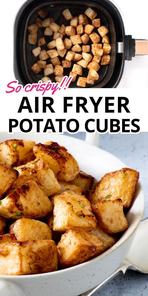 Air Fryer Russet Potatoes Cubes, Air Fryer Potato Cubes, Air Fryer Crispy Potatoes Cubes, How To Bake Potatoes In Air Fryer, Air Fry Potato Cubes, Toasted Potatoes In Air Fryer, Air Fryer Cubed Potato, Cubed Potatoes In Air Fryer, Potato Bites Air Fryer