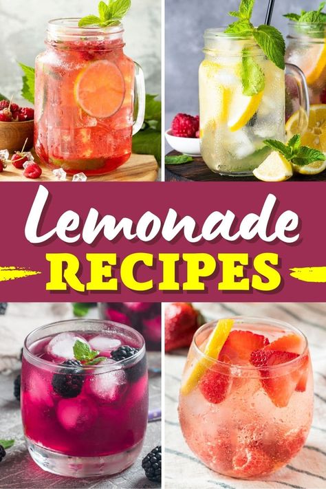 Forget fruity cocktails because these lemonade recipes are light, bright, and oh-so-refreshing. Even without the booze, they deserve a place on your table. Fun Lemonade Recipes, Gourmet Lemonade Recipes, Refresher Drinks Recipes, Lemonade Mocktails Non Alcoholic, Lemonade Stand Ideas Business, Lemonade Bar Ideas, Fruit Lemonade Recipes, Lemonade With Fruit, Lemonade Drink Recipes