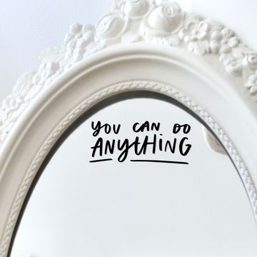 Cute Mirror Sayings, Looking At Yourself In The Mirror, Cricut Mirror Projects, Mirror Decal Ideas, Mirror Sayings, Motivational Mirror, Mirror Messages, Workout Sayings, Affirmation Mirror