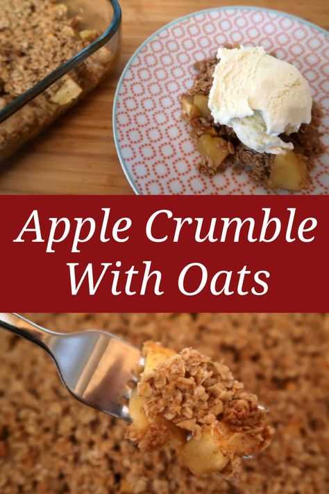 Easy Apple Crumble With Oats Recipe - Gluten Free - Without Flour Apple Crumble Recipe Easy, Apple Crumble With Oats, Pear Crumble Recipe, Recipe With Oats, Gluten Free Apple Crumble, Easy Apple Crumble, Healthy Apple Crumble, Gluten Free Apple Crisp, Pear Crumble