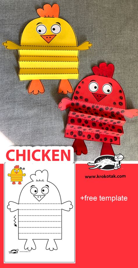 children activities, more than 2000 coloring pages Storytime Crafts, Craft Work For Kids, Rabbit Crafts, Chicken Crafts, Accordion Fold, Farm Crafts, Animal Crafts For Kids, Medical Insurance, Easter Activities