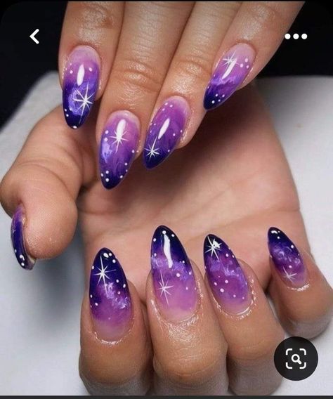 Galaxy Nail Art, Purple Nail Art, Magic Nails, Purple Nail Designs, Beauty Nails Design, Galaxy Nails, Purple Nails, Acrylic Nail Designs, Nail Manicure