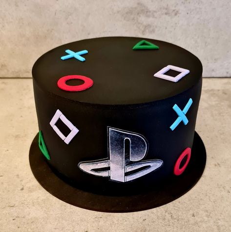 Playstation 4 Cake, Playstation Theme Cake, Gamers Cake Ideas, Ps4 Birthday Cake, Play Station Cakes For Boys, Play Station Birthday Cake Ideas, Ps4 Cake Ideas, Playstation Cakes For Boys, Gamer Bday Cake