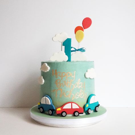 Birthday Cake With Fondant, Birthday Cake Kids Boys, Auto Party, Boys First Birthday Cake, Boys 1st Birthday Cake, Baby Boy Birthday Cake, Cars Birthday Cake, Cake With Fondant, 2 Birthday Cake