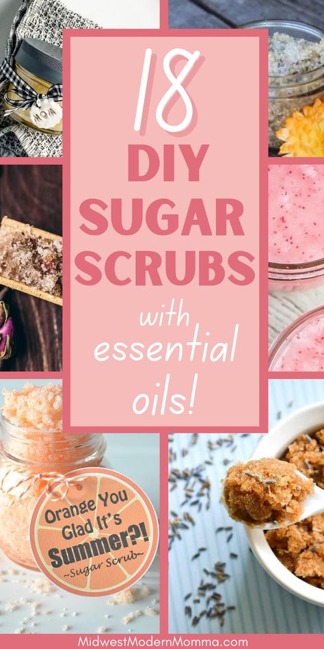 Learn how to make your own indulgent sugar scrubs with essential oils with these 18 DIY recipes. Sugar Scrubs With Essential Oils, Essential Oils For Glowing Skin, Homemade Sugar Scrub Recipes, Homemade Sugar Scrubs, Skincare Homemade, Body Scrub Homemade Recipes, Diy Sugar Scrubs, Sugar Scrub Homemade Recipe, Salt Scrub Diy