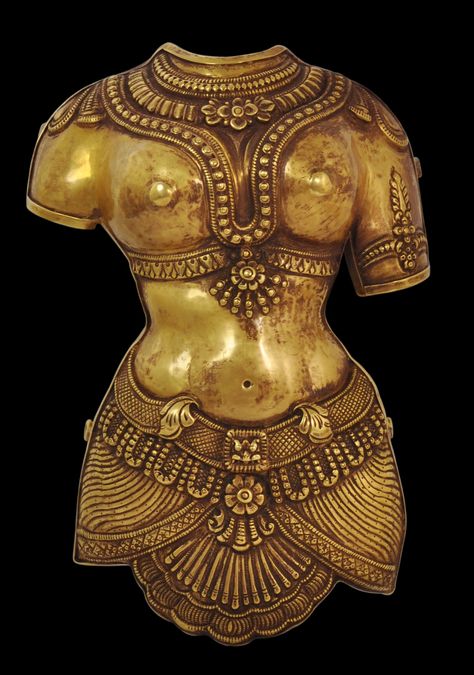 Gold Ceremonial Body Ornament for a Female Deity (Kavacham) • Body Ornament, Temple Sculpture, Hanover Street, Female Deity, Honours Degree, Gold Sheets, Regent Street, Temple Architecture, Century Clothing