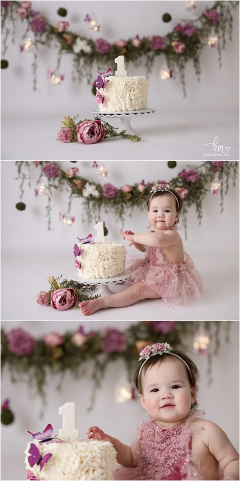 Boho Floral Cake Smash, Baby Girl Photoshooting Cake Smash, Floral 1st Birthday Photoshoot, Two Year Old Girl Photoshooting Ideas, Floral First Birthday Photoshoot, Fairy First Cake Smash, Fairy Garden Cake Smash, Fairy Birthday Photoshoot, Fairy First Smash Cake