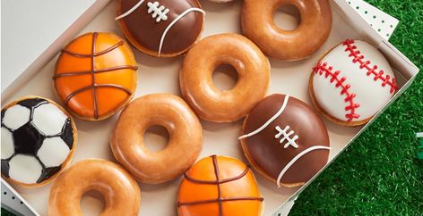 Donut Birthday Cake, Donut Decorating Ideas, Spirit Day, Sports Theme Birthday, Sports Birthday Party, Basketball Birthday, Sports Birthday, Krispy Kreme, Mini Donuts