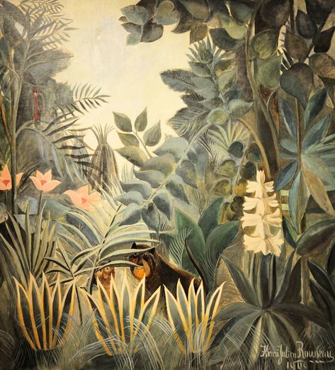 https://flic.kr/p/8d3Njg | Henri Rousseau - The Equatorial Jungle at National Art Gallery Washington, DC | Henri Rousseau - The Equatorial Jungle, 1909 Henri Rousseau Paintings, Rousseau Art, Masterpiece Painting, Jungle Painting, Jungle Scene, Jungle Wall, French Paintings, Jungle Art, Painting Picture