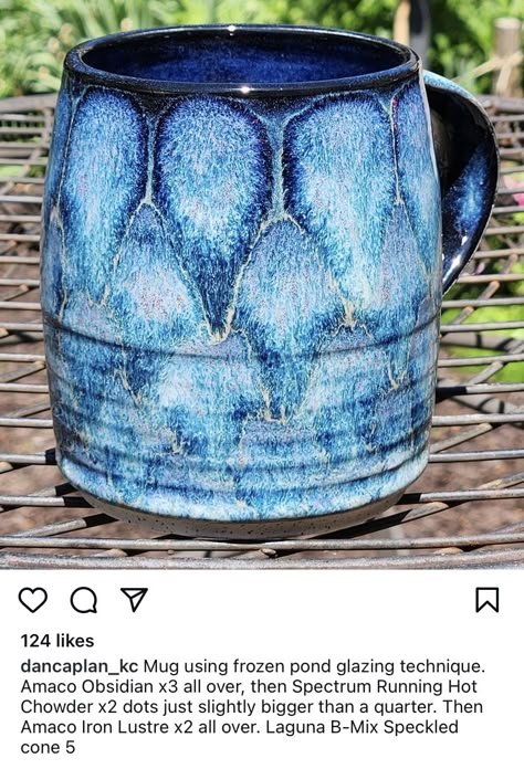 Green Glaze Pottery, Blue Glaze Combinations, Pottery Corner, Spectrum Glazes, Pottery Tips, Ceramic Glazing, Glazing Ideas, Frozen Pond, Clay Glaze